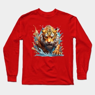 Angry Tiger: A Moment of Fearless Pursuit Long Sleeve T-Shirt